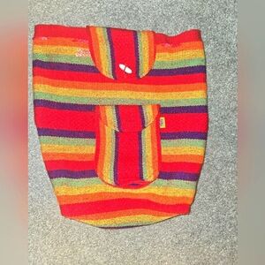 Mr Pinzon Wozen Drawstring Boho Hippie Lightweight Bag Backpack Rainbow Striped